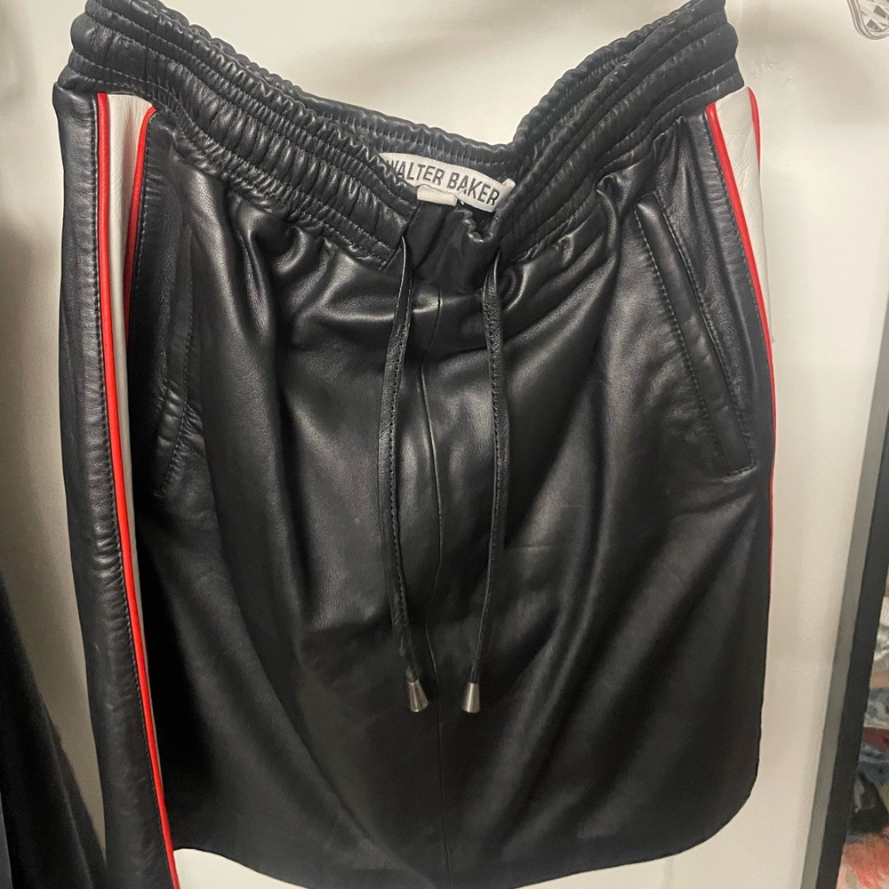 Walter Baker Black Leather Mini Skirt